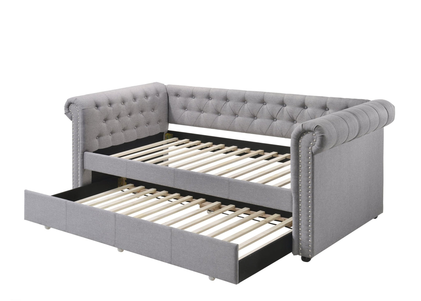 Justice Smoke Gray Fabric Daybed W/Trundle (Twin) - 1st Choice Furniture Direct