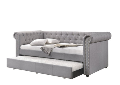 Justice Smoke Gray Fabric Daybed W/Trundle (Twin) - 1st Choice Furniture Direct