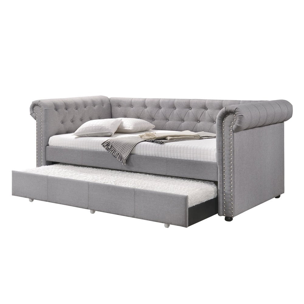 Justice Smoke Gray Fabric Daybed W/Trundle (Twin) - 1st Choice Furniture Direct