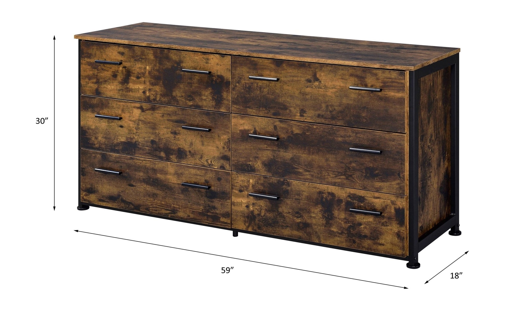 Juvanth Rustic Oak & Black Finish Dresser - 1st Choice Furniture Direct