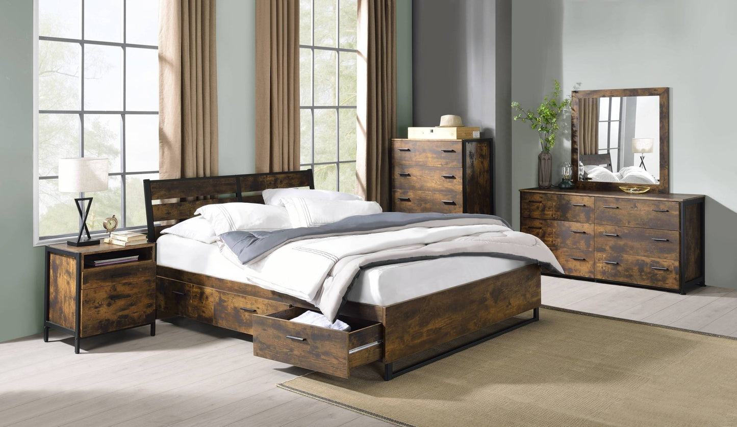 Juvanth Rustic Oak & Black Finish Dresser - 1st Choice Furniture Direct