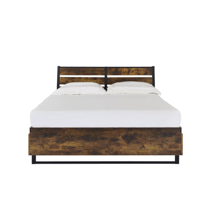 Juvanth Rustic Oak & Black Finish EK Bed W/Storage - 1st Choice Furniture Direct