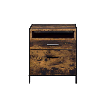 Juvanth Rustic Oak & Black Finish Nightstand - 1st Choice Furniture Direct
