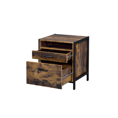 Juvanth Rustic Oak & Black Finish Nightstand - 1st Choice Furniture Direct