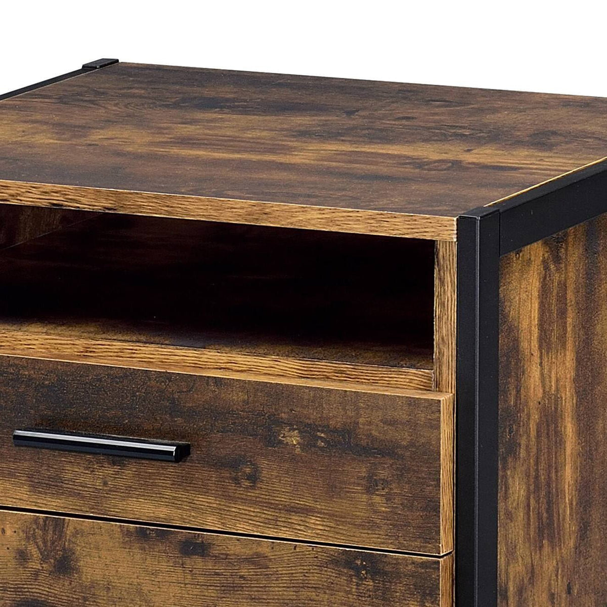 Juvanth Rustic Oak & Black Finish Nightstand - 1st Choice Furniture Direct