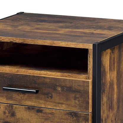 Juvanth Rustic Oak & Black Finish Nightstand - 1st Choice Furniture Direct