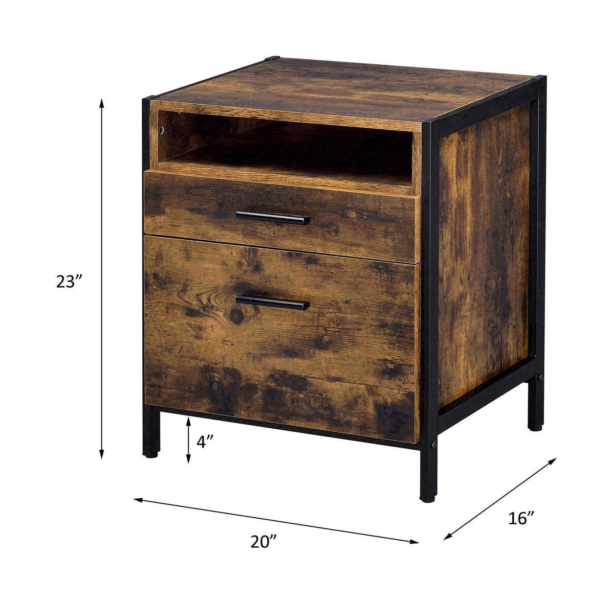 Juvanth Rustic Oak & Black Finish Nightstand - 1st Choice Furniture Direct