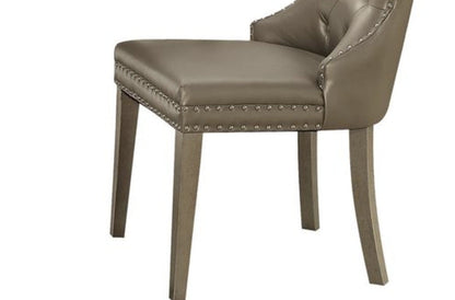 Kacela Champagne Synthetic Leather & Champagne Finish Side Chair (Set of 2) - 1st Choice Furniture Direct