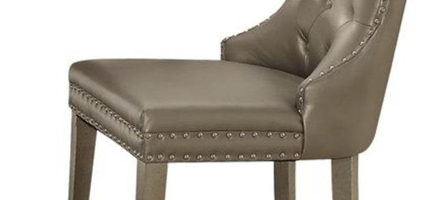 Kacela Champagne Synthetic Leather & Champagne Finish Side Chair (Set of 2) - 1st Choice Furniture Direct
