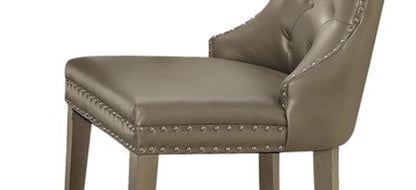 Kacela Champagne Synthetic Leather & Champagne Finish Side Chair (Set of 2) - 1st Choice Furniture Direct
