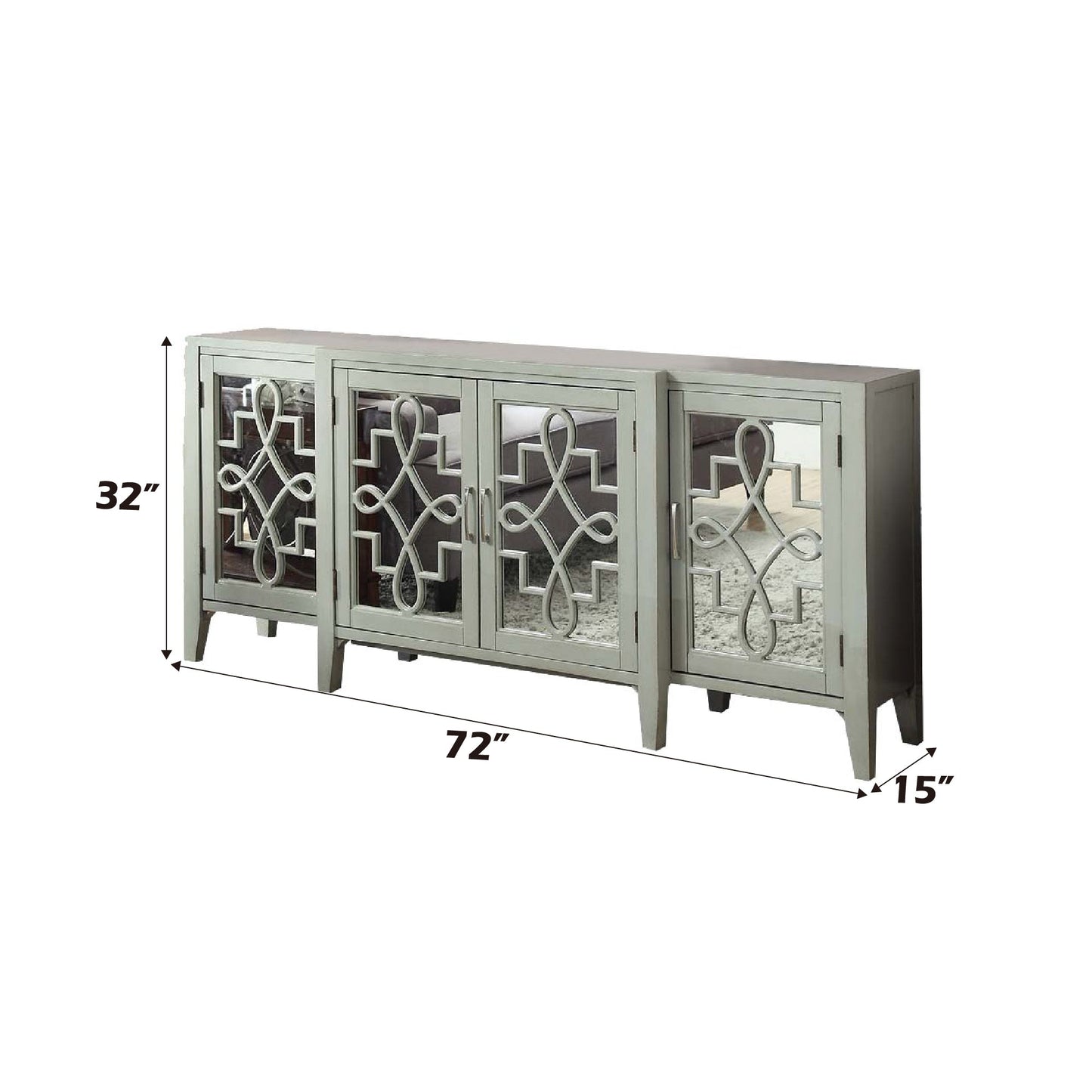 Kacia Antique Gray Finish Console Cabinet - 1st Choice Furniture Direct