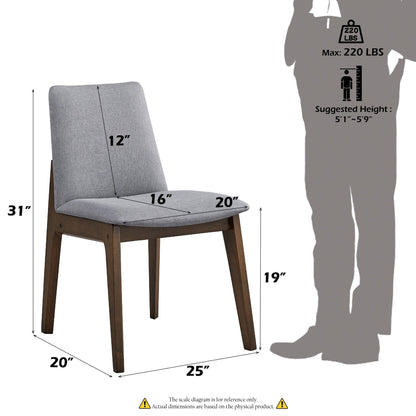 Kaela Light Gray Fabric & Walnut Finish Side Chair(Set of 2) - 1st Choice Furniture Direct