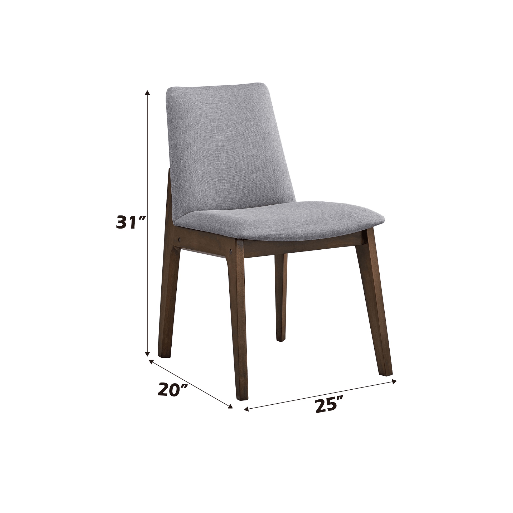 Kaela Light Gray Fabric & Walnut Finish Side Chair(Set of 2) - 1st Choice Furniture Direct