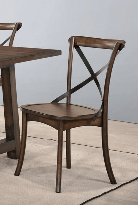 Kaelyn Dark Oak & Black Metal Finish Side Chair (Set of 2) - 1st Choice Furniture Direct