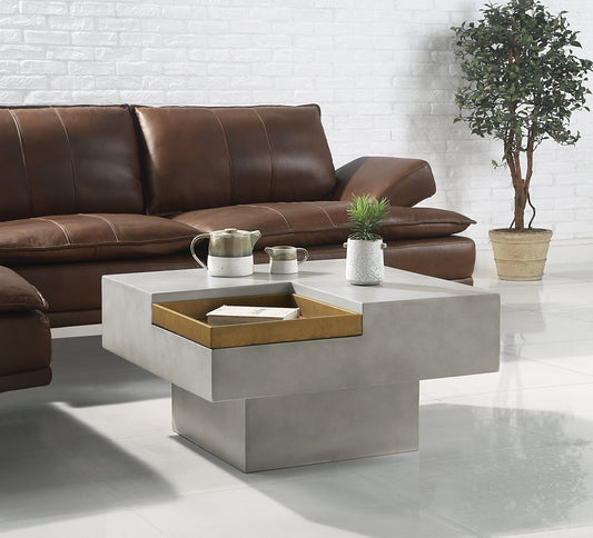 Kailano Weathered Gray Finish Coffee Table - 1st Choice Furniture Direct