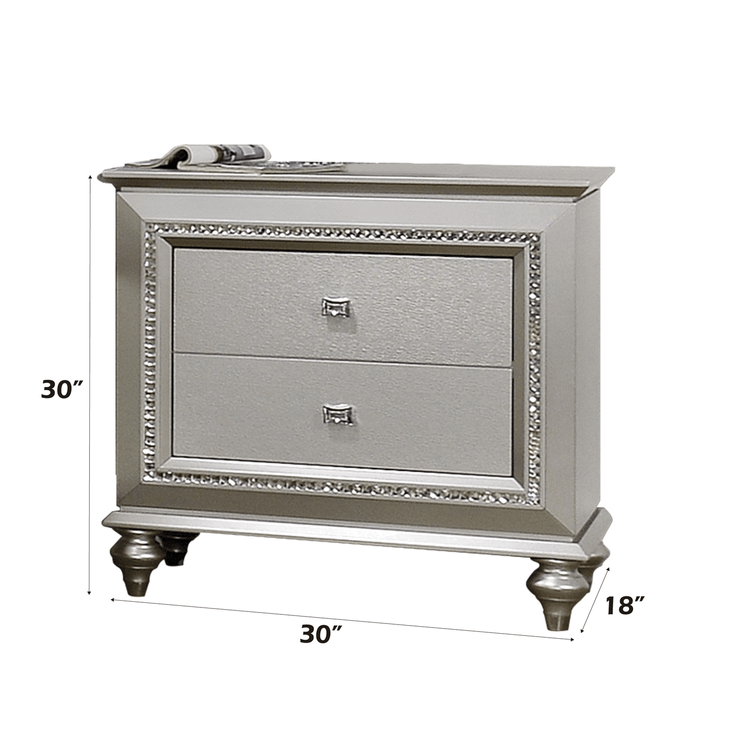 Kaitlyn Champagne Finish Nightstand - 1st Choice Furniture Direct