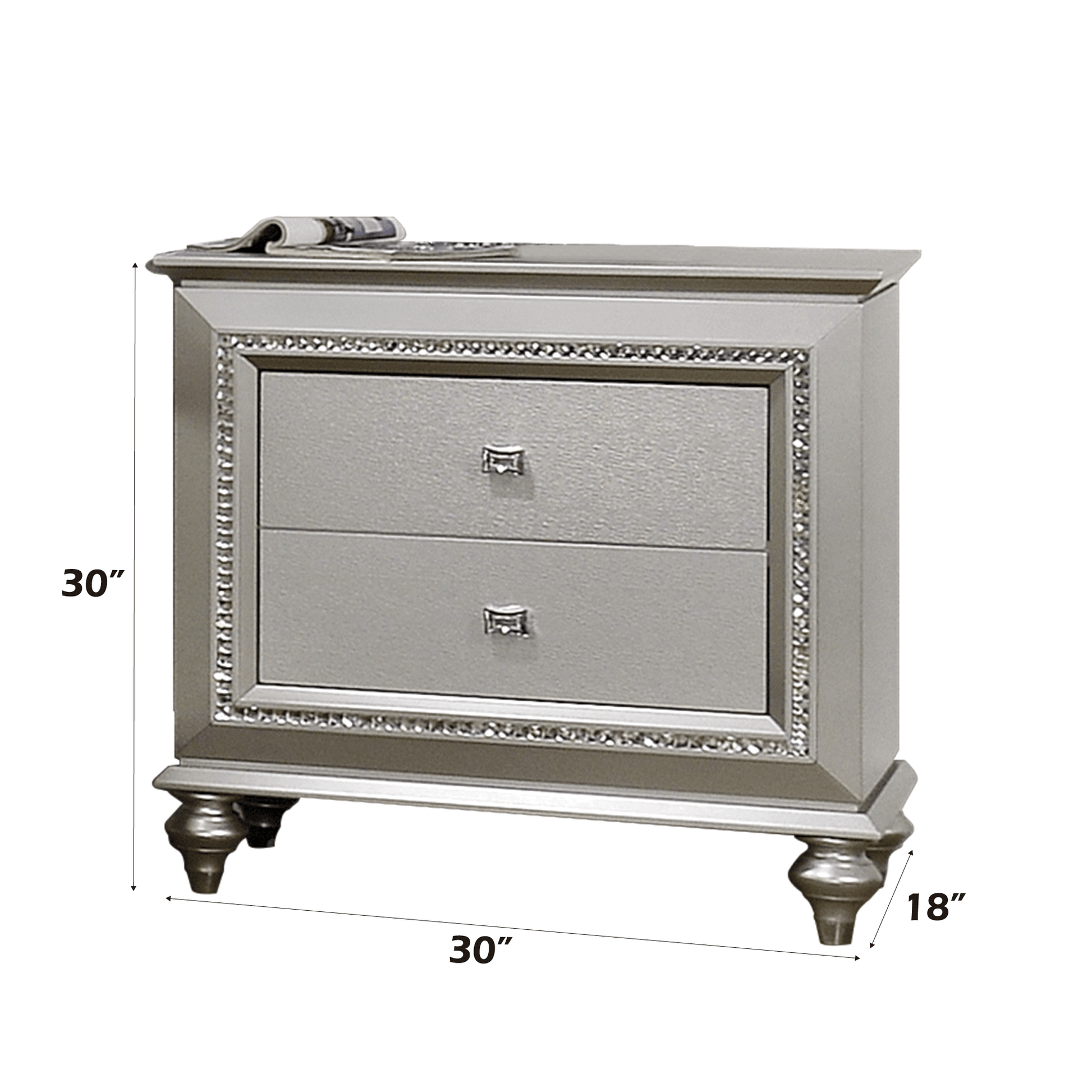 Kaitlyn Champagne Finish Nightstand - 1st Choice Furniture Direct