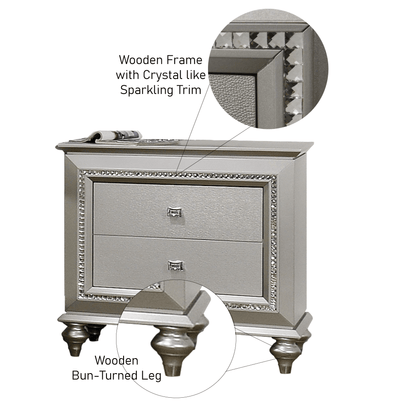 Kaitlyn Champagne Finish Nightstand - 1st Choice Furniture Direct