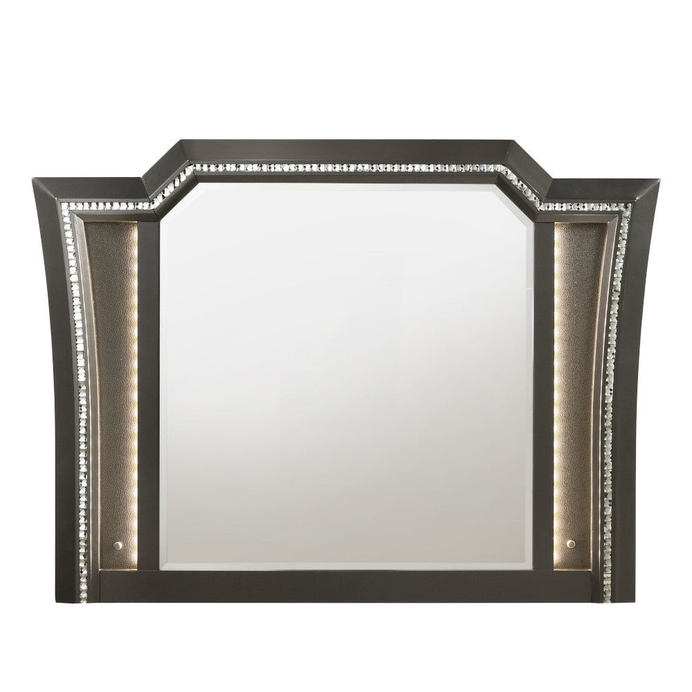 Kaitlyn Metallic Gray Finish Mirror W/Led - 1st Choice Furniture Direct