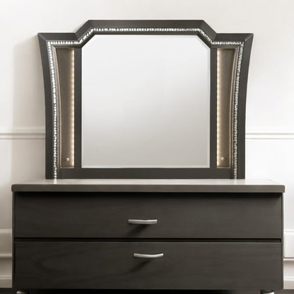 Kaitlyn Metallic Gray Finish Mirror W/Led - 1st Choice Furniture Direct