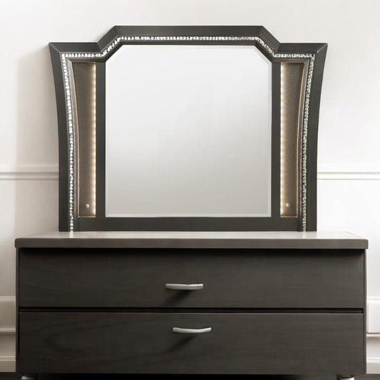 Kaitlyn Metallic Gray Finish Mirror W/Led - 1st Choice Furniture Direct