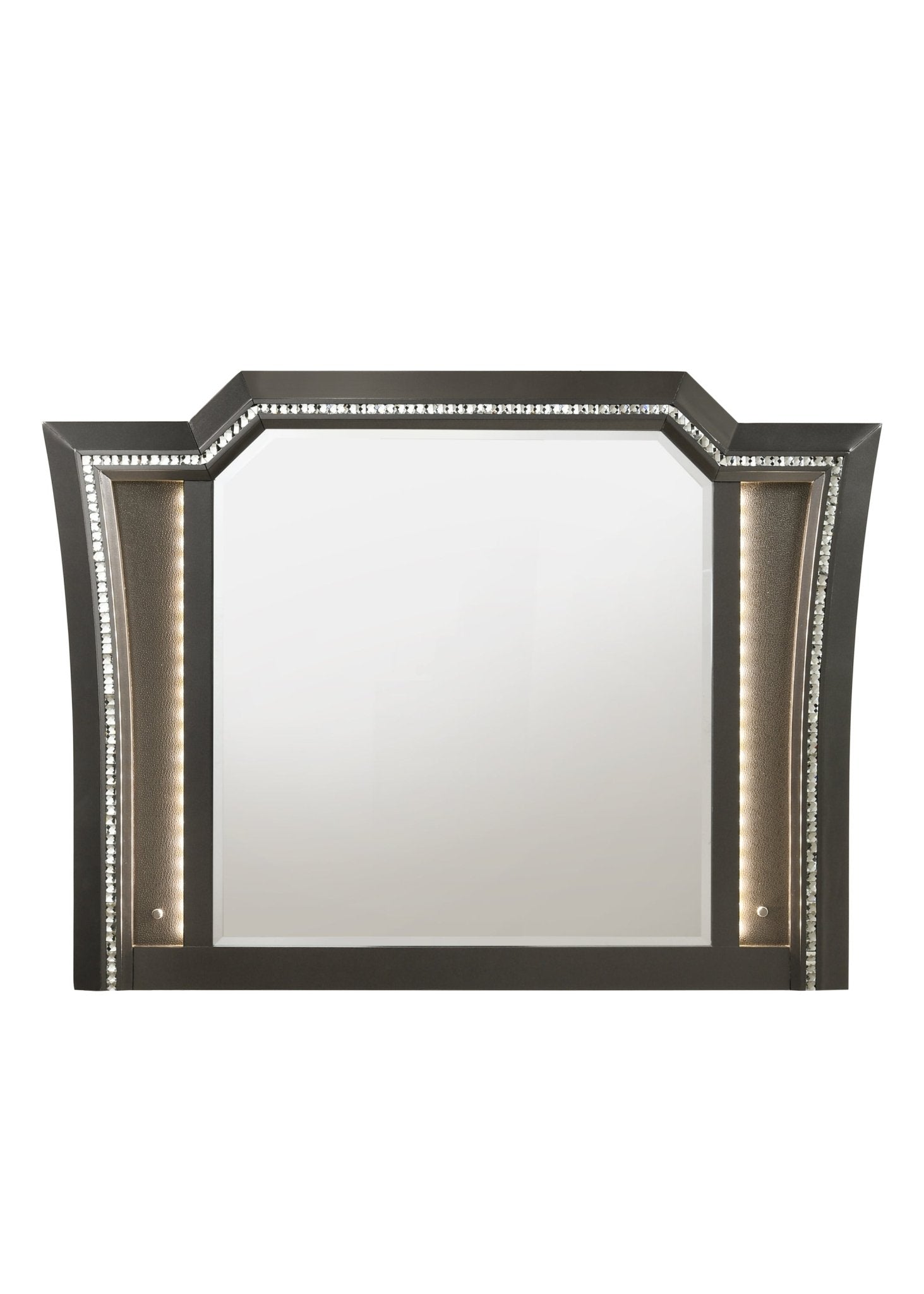 Kaitlyn Metallic Gray Finish Mirror W/Led - 1st Choice Furniture Direct