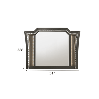 Kaitlyn Metallic Gray Finish Mirror W/Led - 1st Choice Furniture Direct