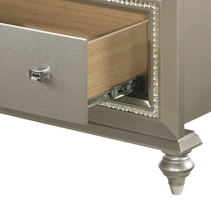 Kaitlyn Synthetic Leather & Champagne Finish Full Bed W/Led & Storage - 1st Choice Furniture Direct