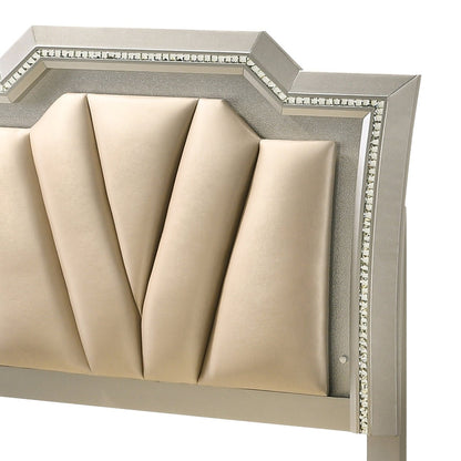 Kaitlyn Synthetic Leather & Champagne Finish Full Bed W/Led & Storage - 1st Choice Furniture Direct