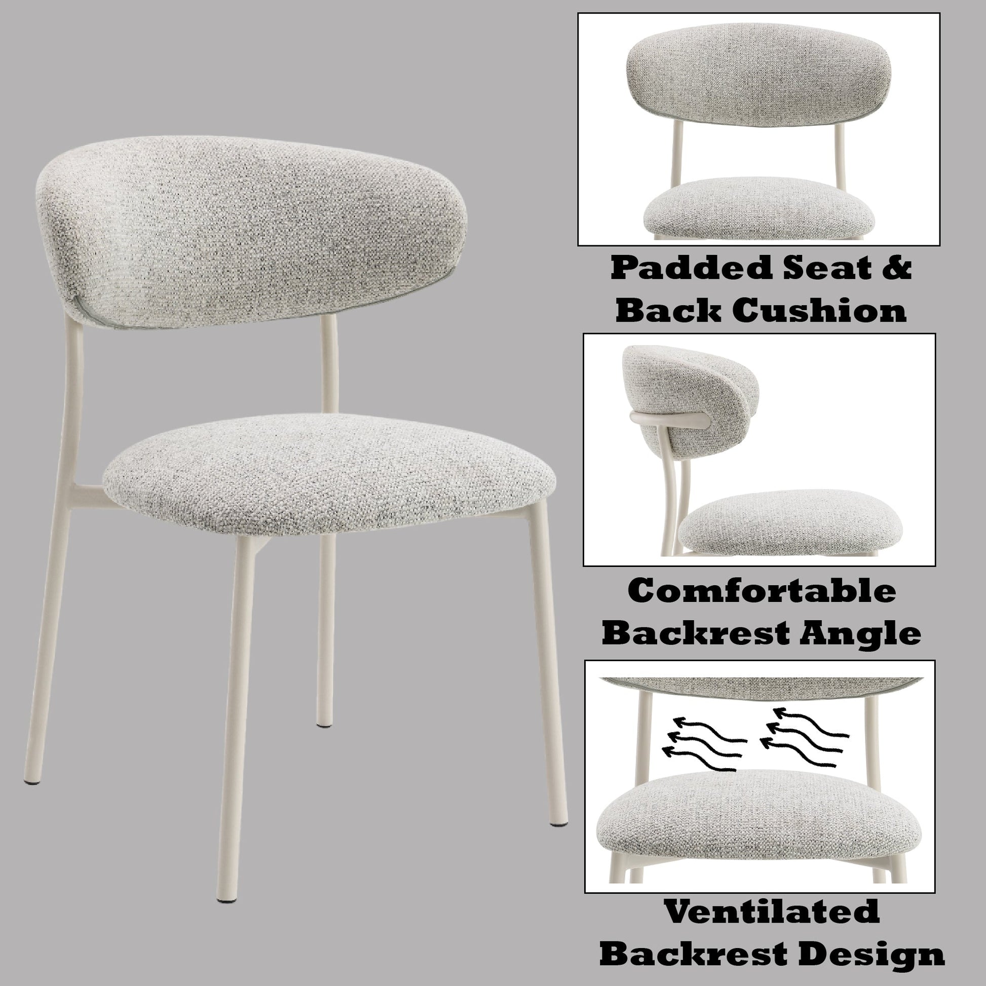 Kalam Light Gray Fabric Finish Side Chair (Set of 2) - 1st Choice Furniture Direct