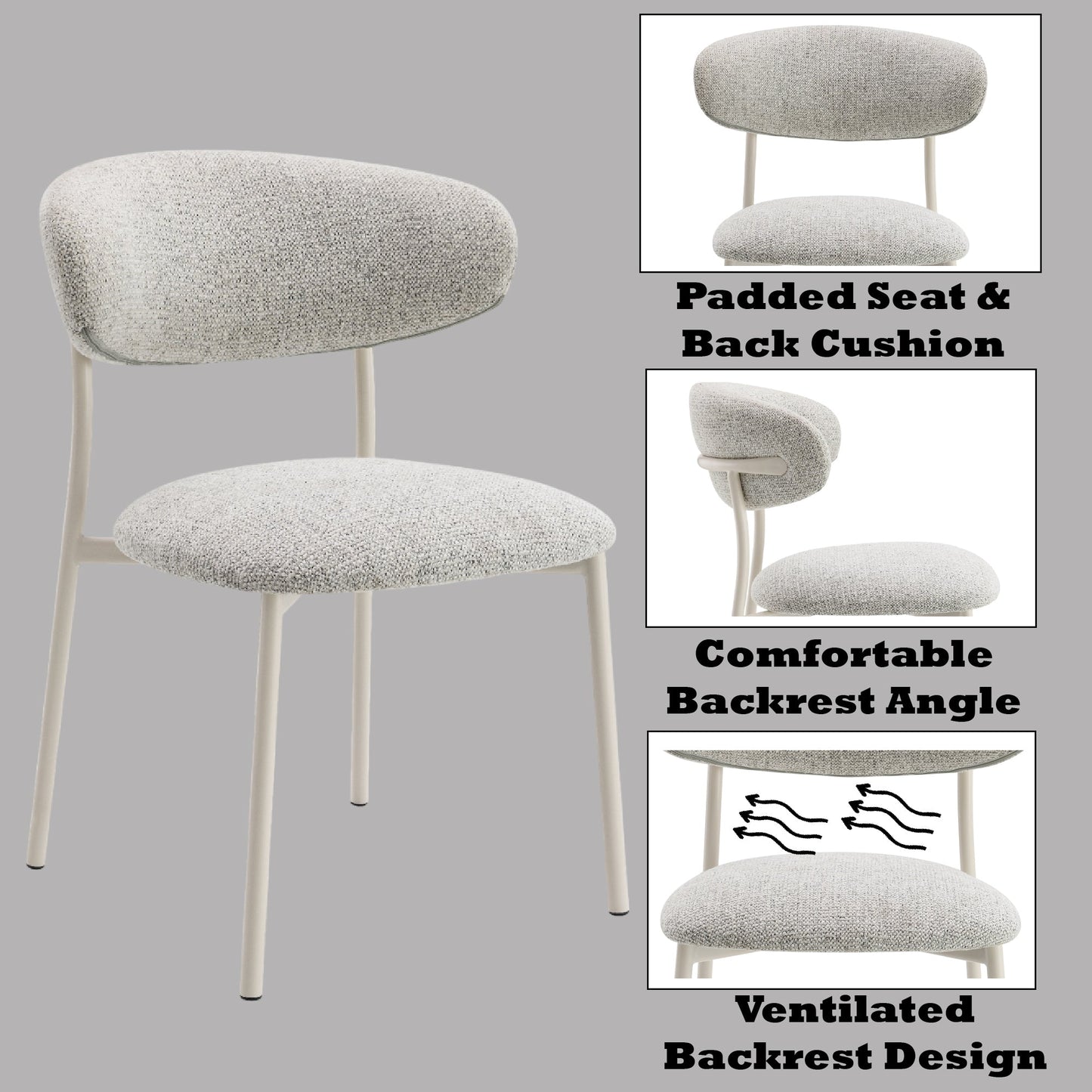 Kalam Light Gray Fabric Finish Side Chair (Set of 2) - 1st Choice Furniture Direct