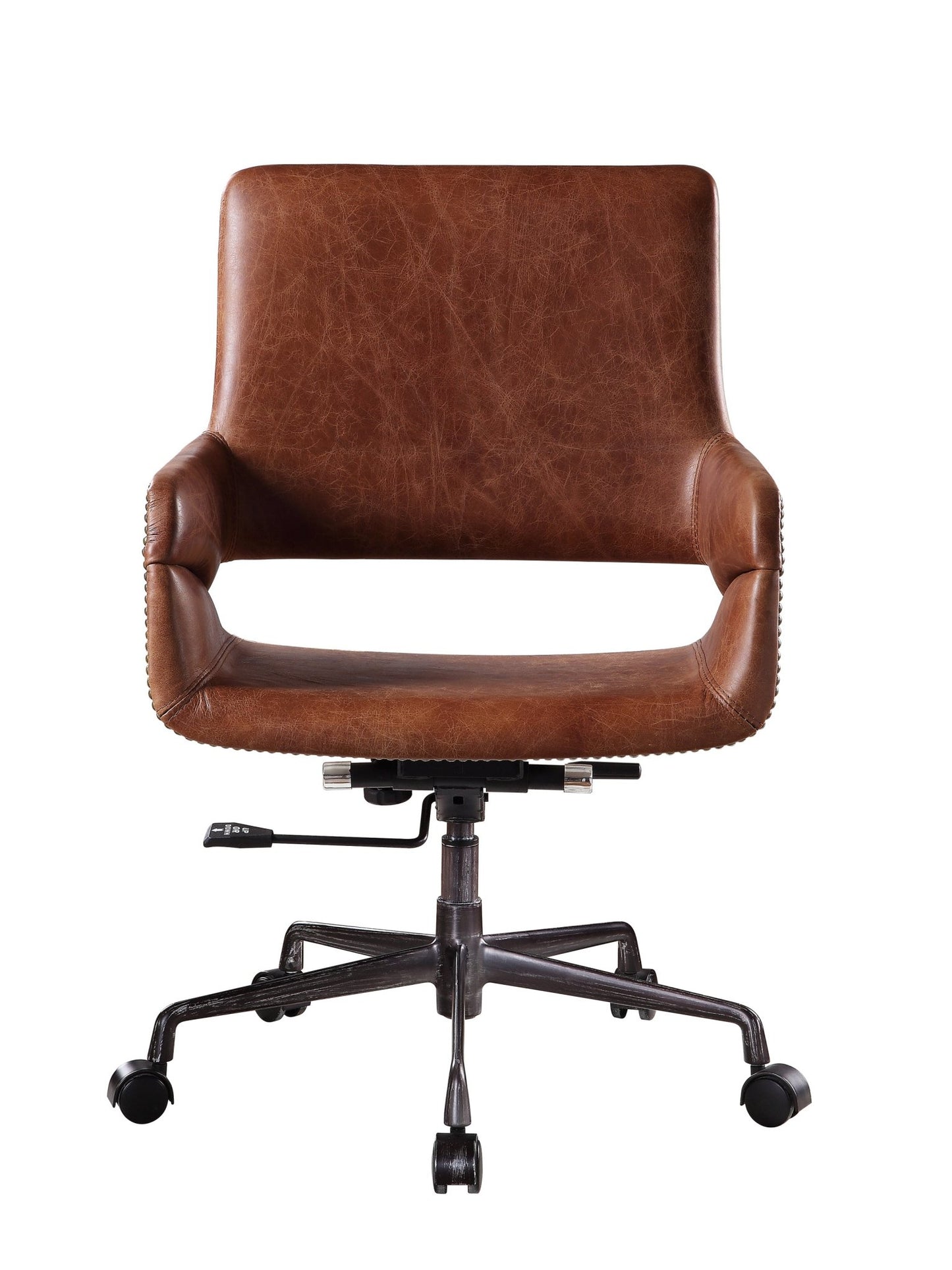 Kamau Vintage Cocoa Top Grain Leather Office Chair - 1st Choice Furniture Direct