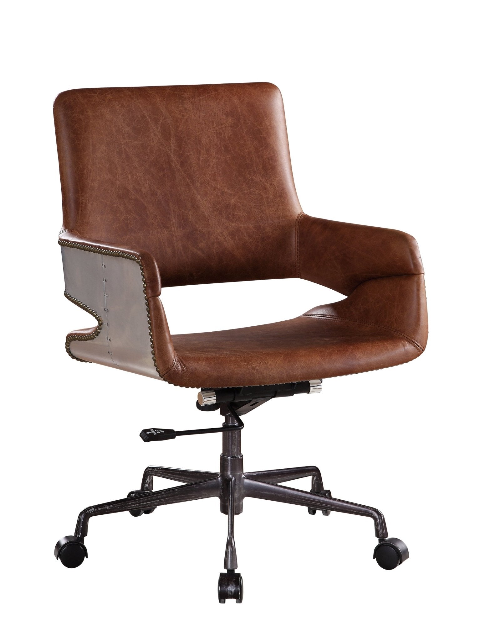 Kamau Vintage Cocoa Top Grain Leather Office Chair - 1st Choice Furniture Direct