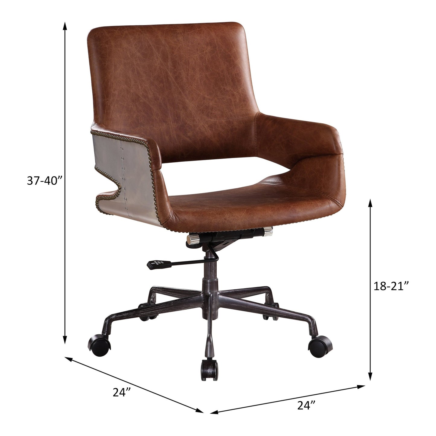 Kamau Vintage Cocoa Top Grain Leather Office Chair - 1st Choice Furniture Direct