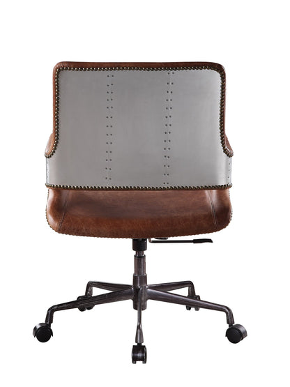 Kamau Vintage Cocoa Top Grain Leather Office Chair - 1st Choice Furniture Direct
