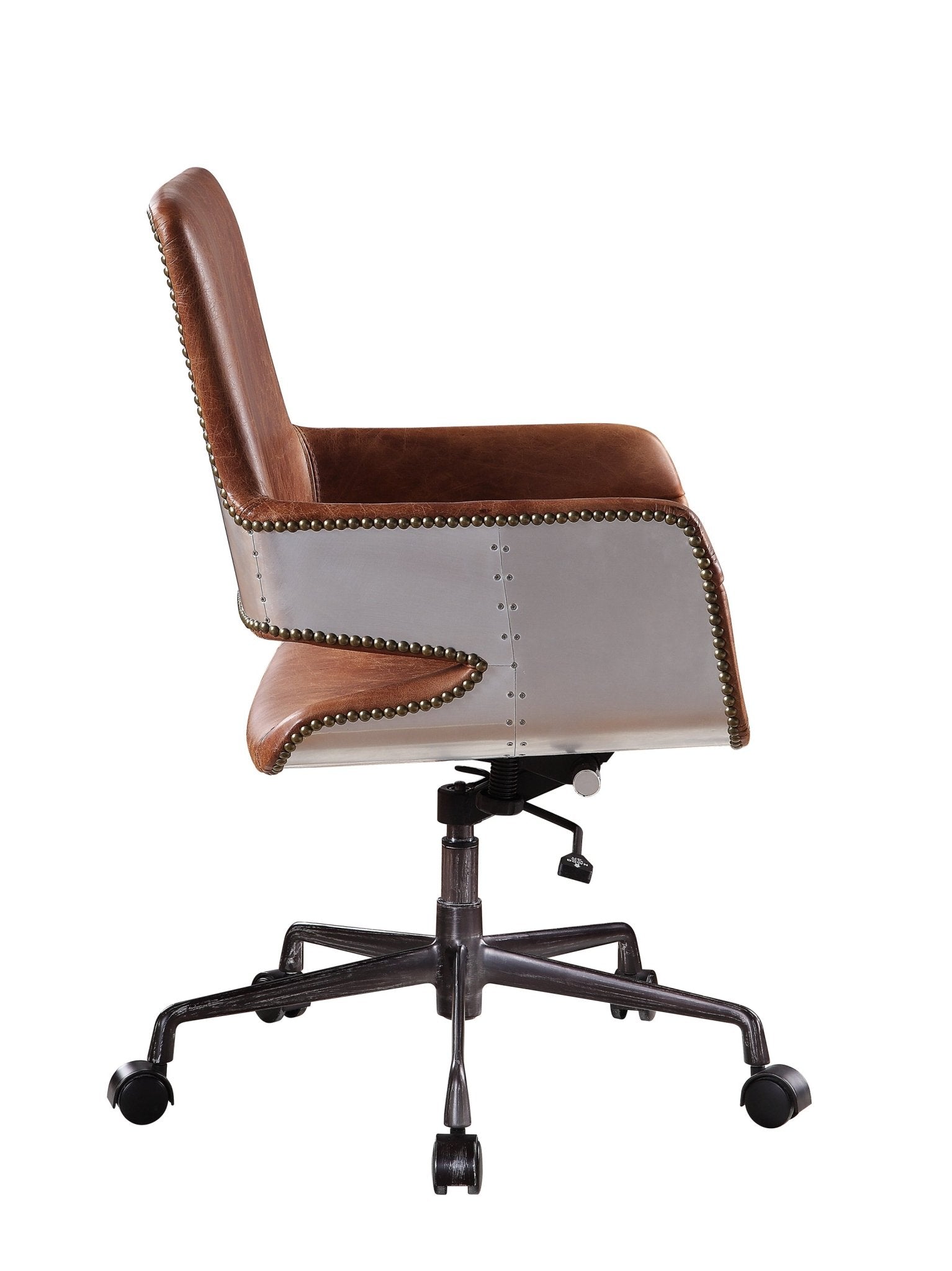 Kamau Vintage Cocoa Top Grain Leather Office Chair - 1st Choice Furniture Direct