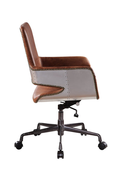 Kamau Vintage Cocoa Top Grain Leather Office Chair - 1st Choice Furniture Direct