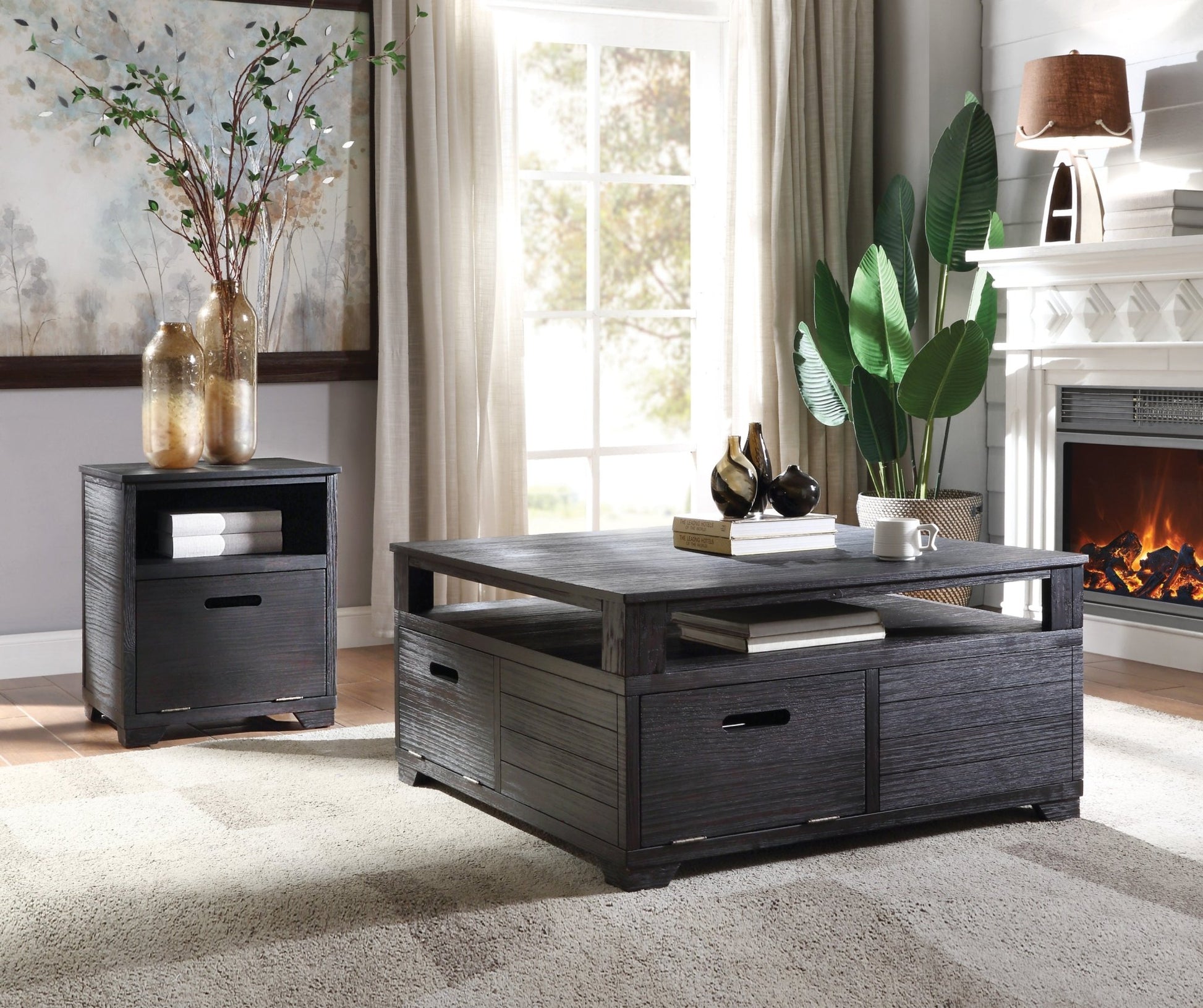 Kamilia Antique Black Finish End Table - 1st Choice Furniture Direct