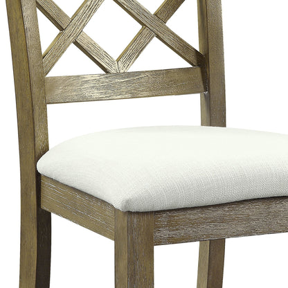 Karsen Beige Linen & Rustic Oak Finish Side Chair (Set of 2) - 1st Choice Furniture Direct