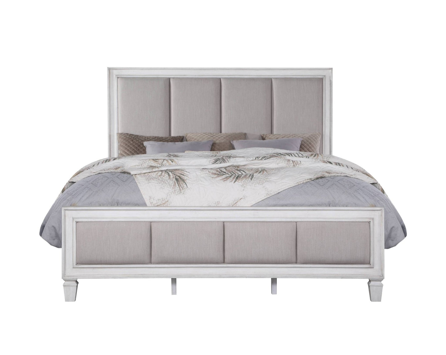 Katia Light Gray Linen, Rustic Gray & Weathered White Finish E. King Bed - 1st Choice Furniture Direct