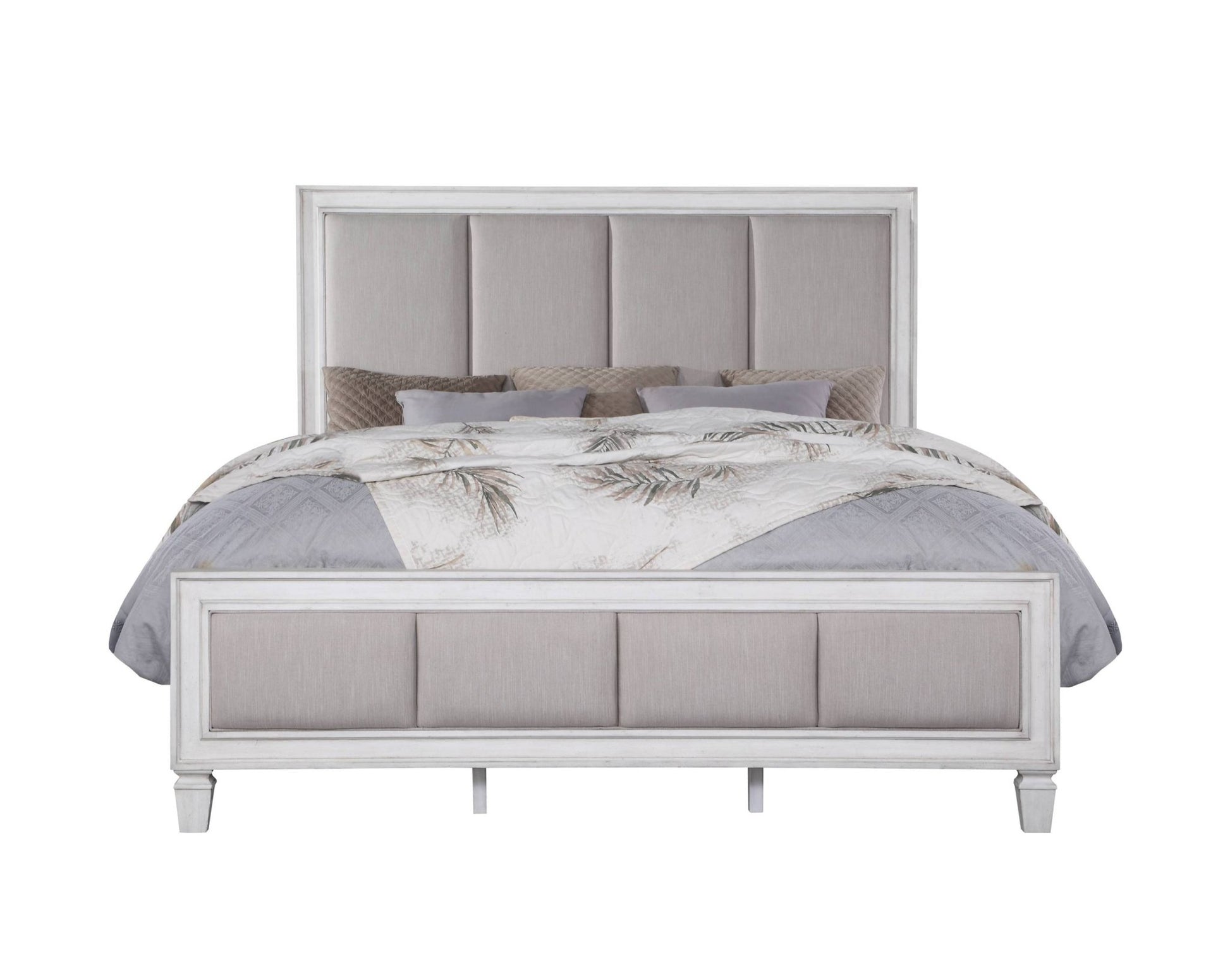 Katia Light Gray Linen, Rustic Gray & Weathered White Finish E. King Bed - 1st Choice Furniture Direct