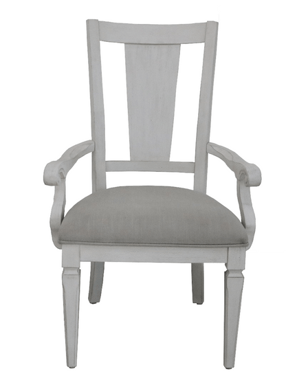 Katia Light Gray Linen & Weathered White Finish Arm Chair (Set of 2) - 1st Choice Furniture Direct
