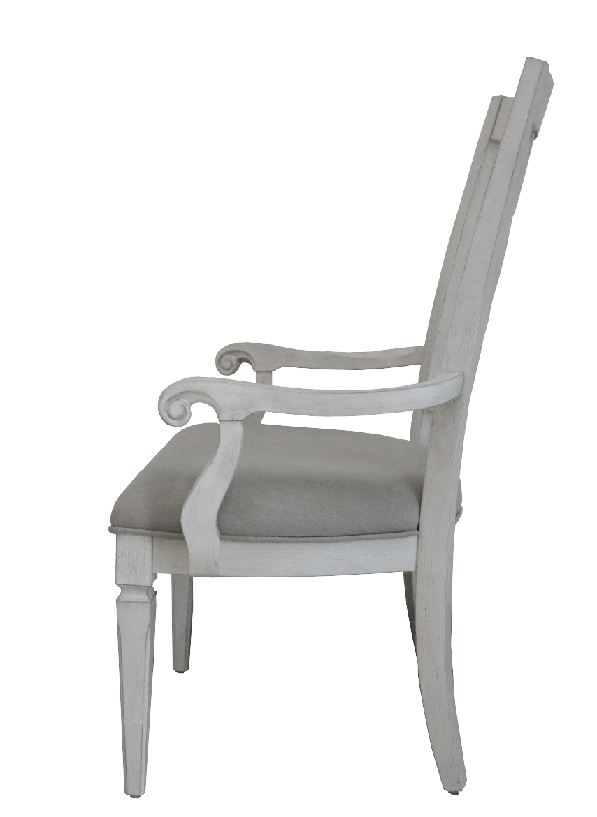 Katia Light Gray Linen & Weathered White Finish Arm Chair (Set of 2) - 1st Choice Furniture Direct