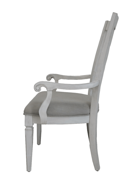 Katia Light Gray Linen & Weathered White Finish Arm Chair (Set of 2) - 1st Choice Furniture Direct