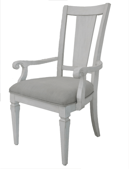 Katia Light Gray Linen & Weathered White Finish Arm Chair (Set of 2) - 1st Choice Furniture Direct