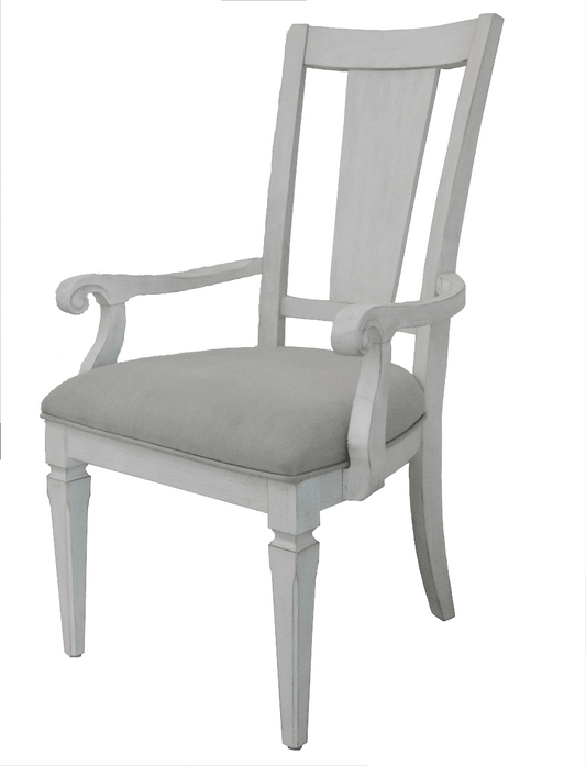 Katia Light Gray Linen & Weathered White Finish Arm Chair (Set of 2) - 1st Choice Furniture Direct