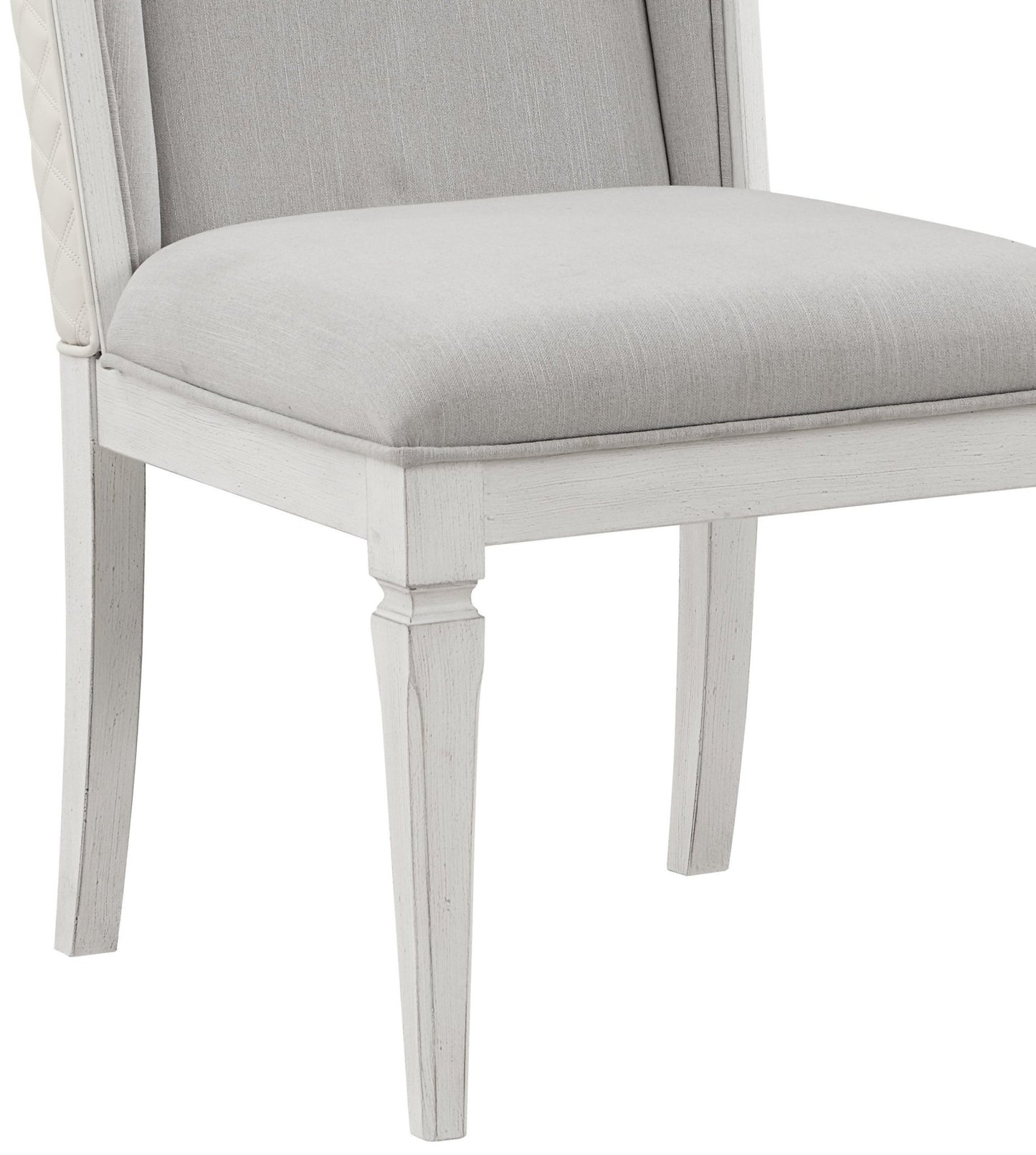 Katia Light Gray Linen & Weathered White Finish Side Chair( Set of 2) - 1st Choice Furniture Direct