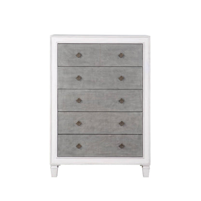 Katia Rustic Gray & Weathered White Finish Chest - 1st Choice Furniture Direct