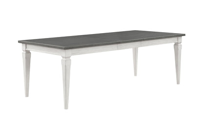 Katia Rustic Gray & Weathered White Finish Dining Table W/Leaf - 1st Choice Furniture Direct