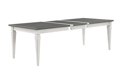 Katia Rustic Gray & Weathered White Finish Dining Table W/Leaf - 1st Choice Furniture Direct